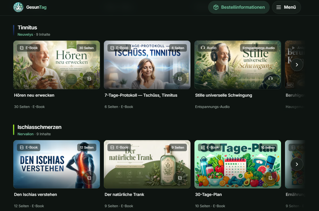 Mockup der digitalen Plattform für natürliche Gesundheitsprotokolle